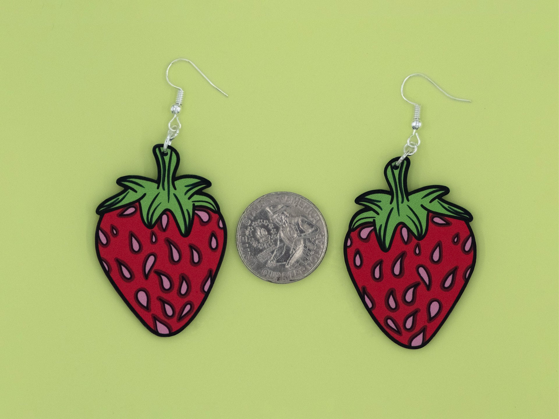 Handmade Original Mini Large Juicy Strawberry Lightweight Plastic Earrings
