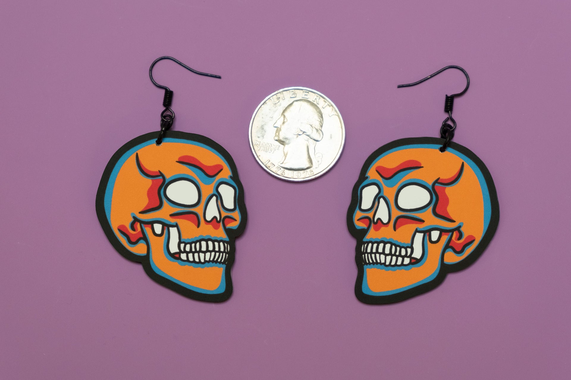 Handmade Original Pretty and Punk Skull Lightweight Plastic Earrings