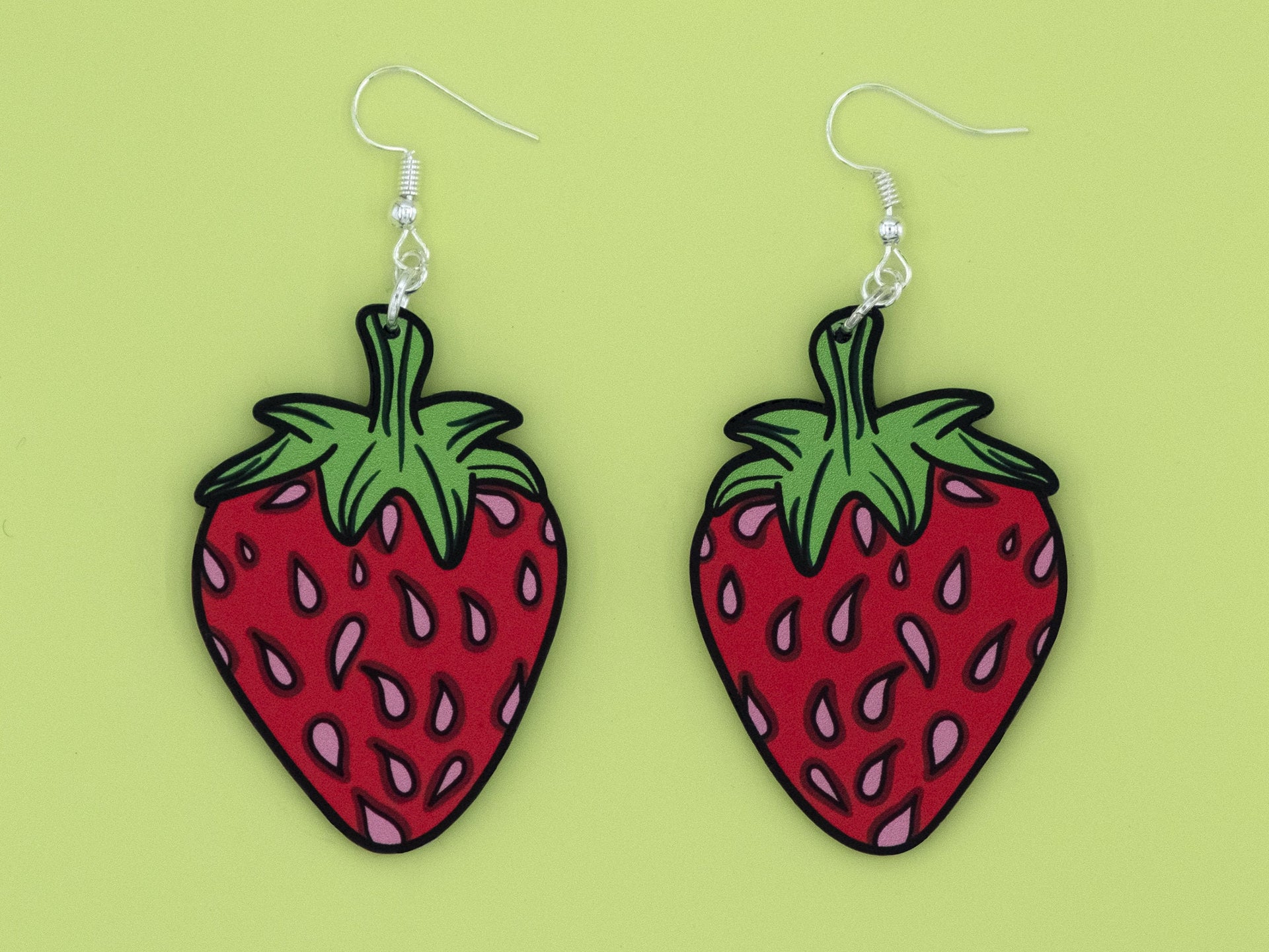 Handmade Original Mini Large Juicy Strawberry Lightweight Plastic Earrings
