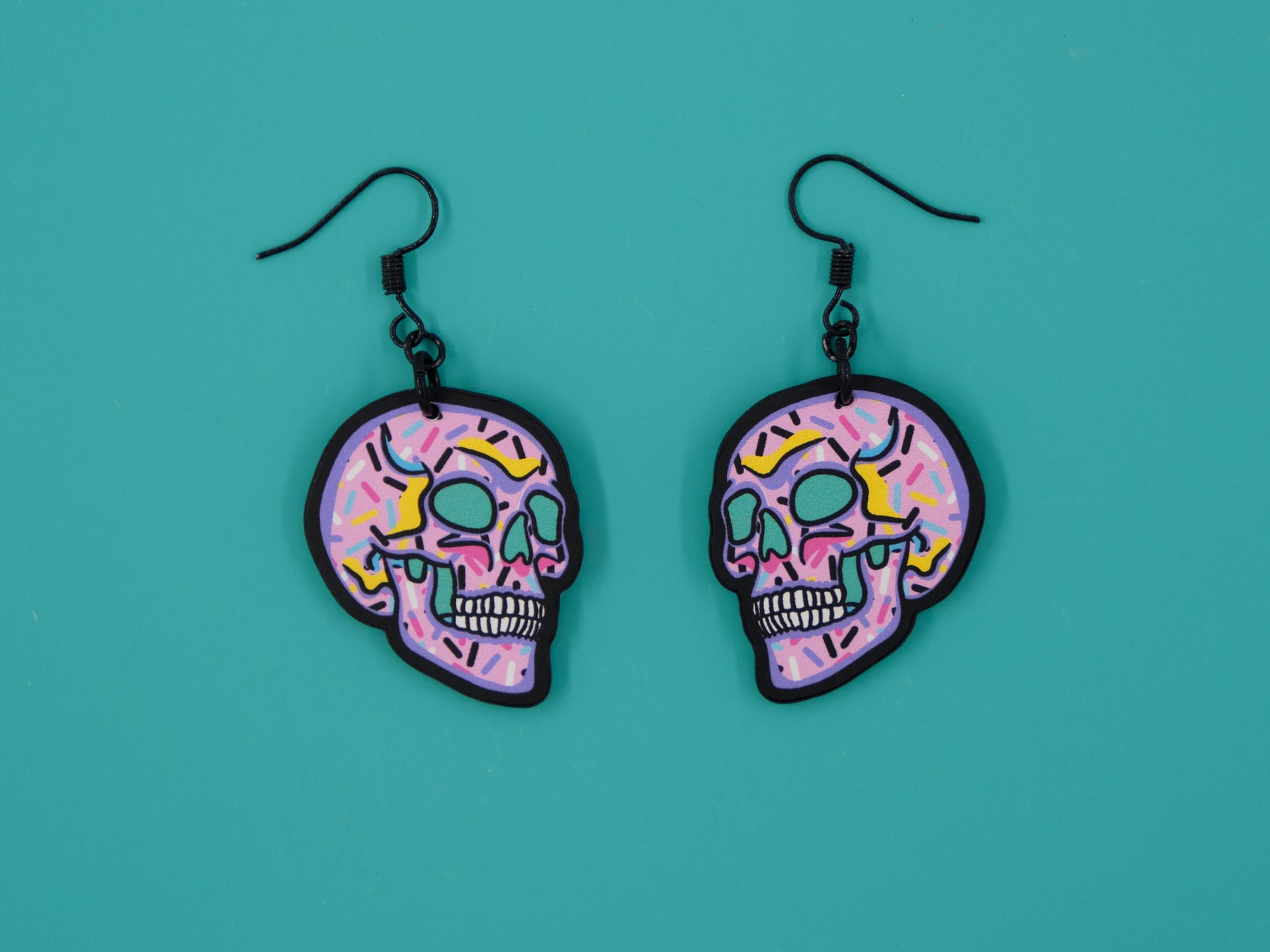 Handmade Original Mini Pretty and Punk Skull Lightweight Plastic Earrings