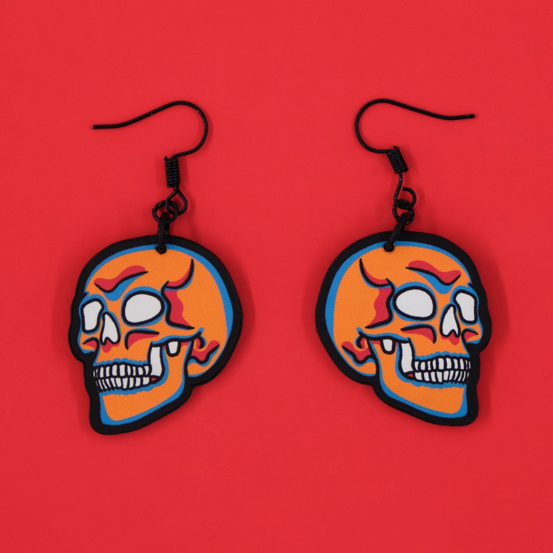 Handmade Original Pretty and Punk Skull Lightweight Plastic Earrings