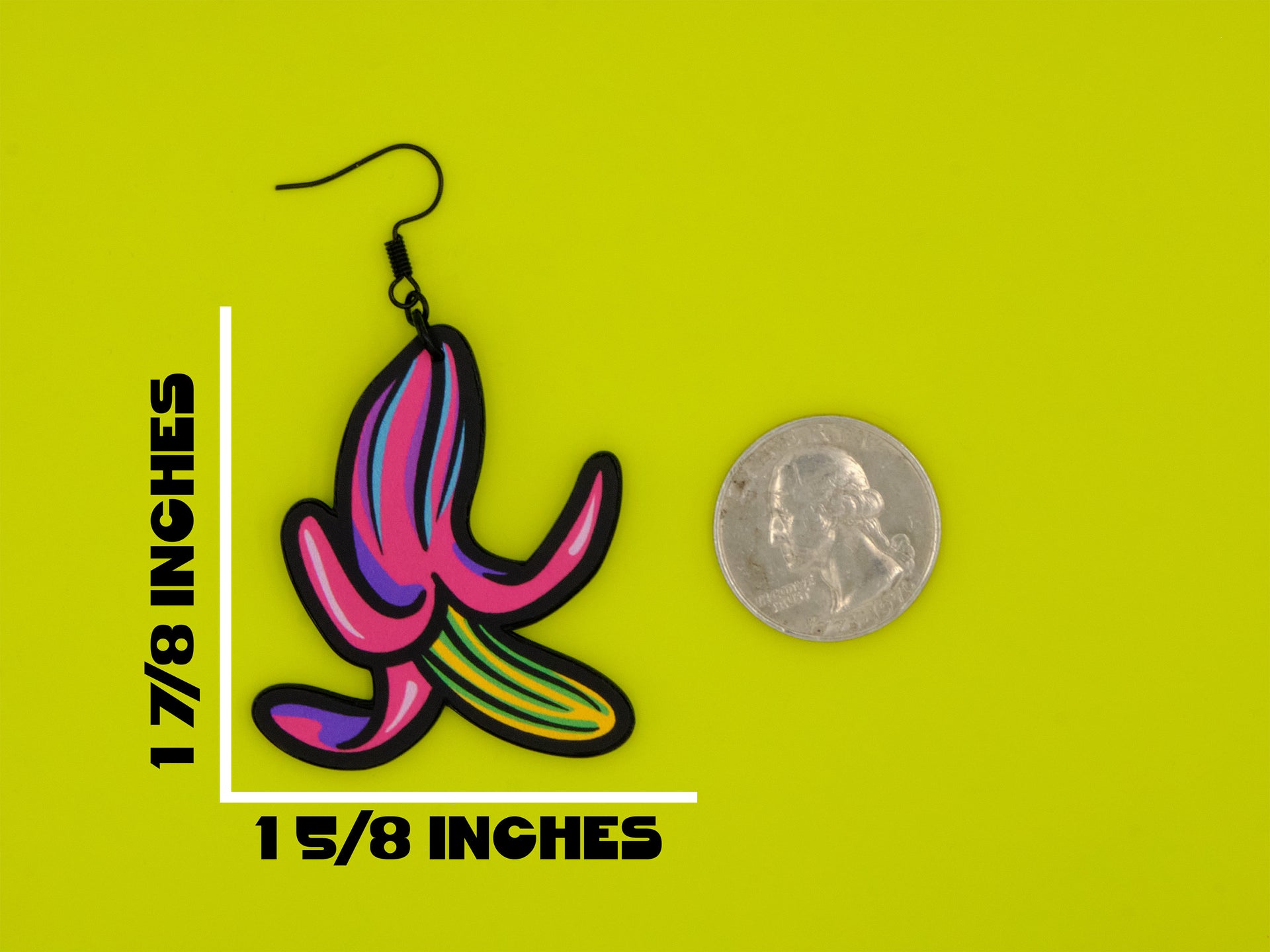 Handmade Original Radioactive Banana Weird Statement Earrings Spring Summer Lightweight Plastic Earrings