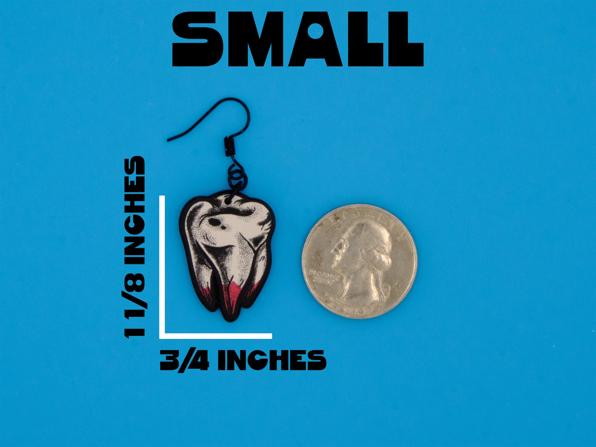 Handmade Original Tattoo Inspired Bloody Teeth Molars Halloween Spooky Costume Lightweight Plastic Earrings
