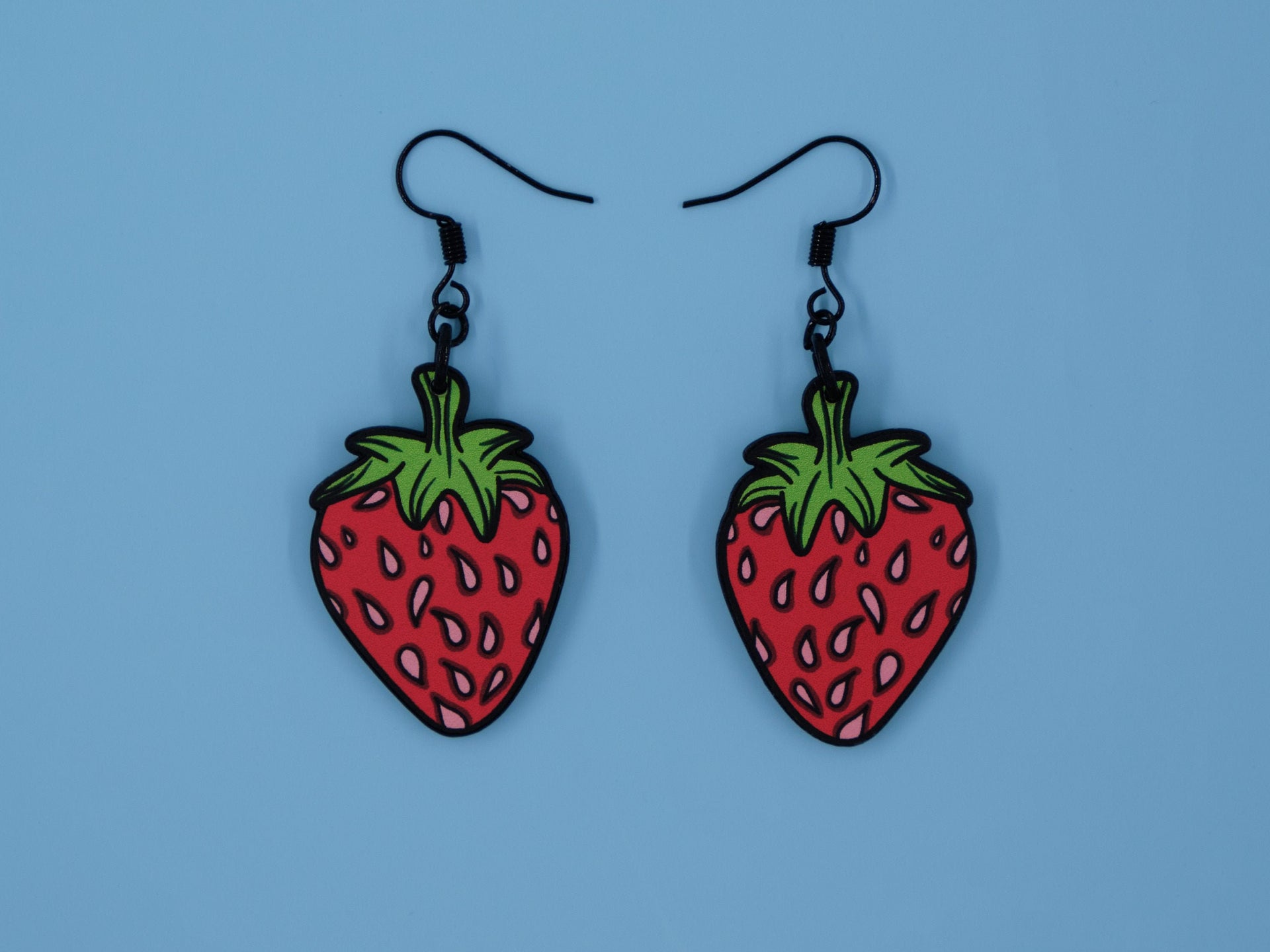 Handmade Original Mini Large Juicy Strawberry Lightweight Plastic Earrings