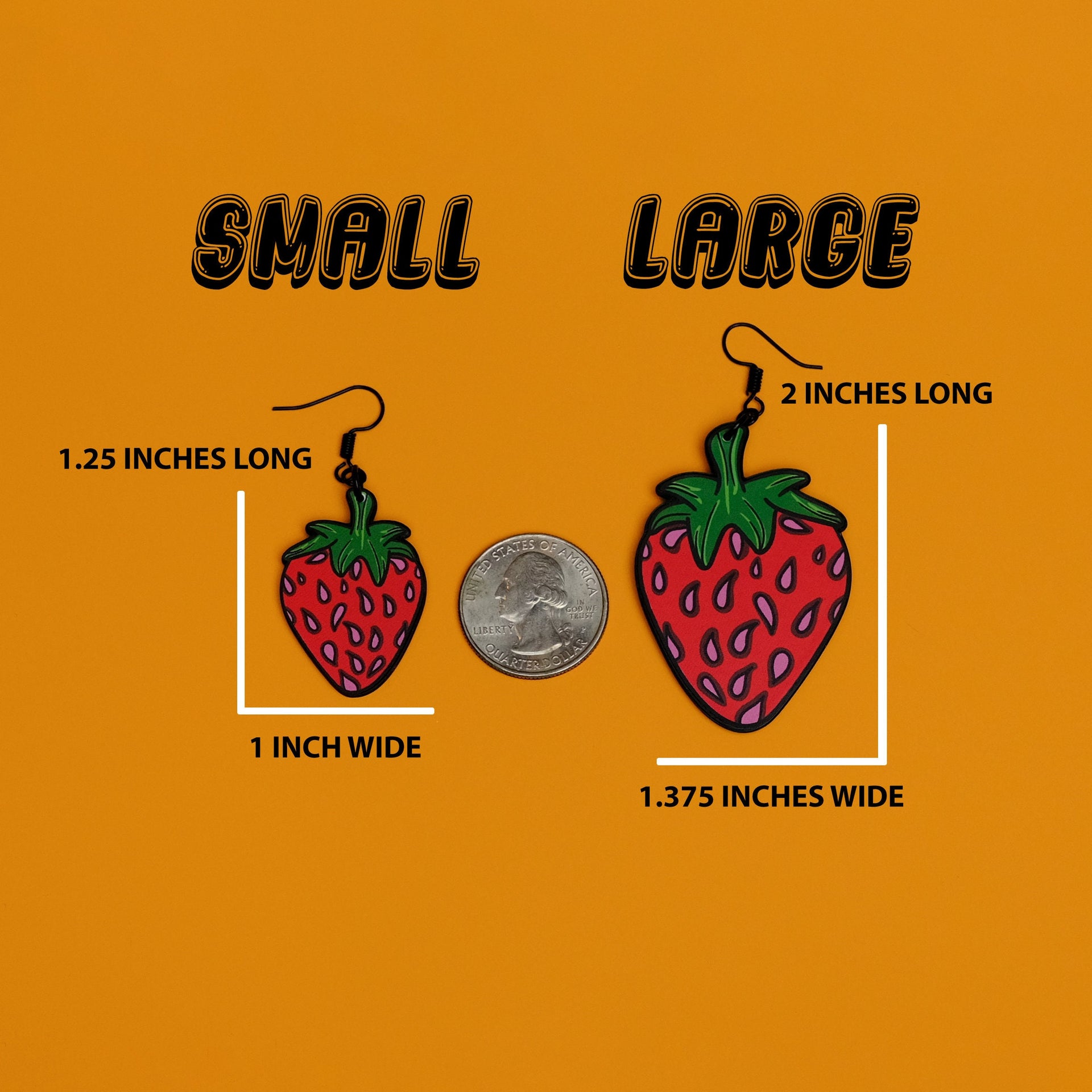 Handmade Original Funky Weird Strawberry Mini Large Lightweight Plastic Earrings Spring Summer