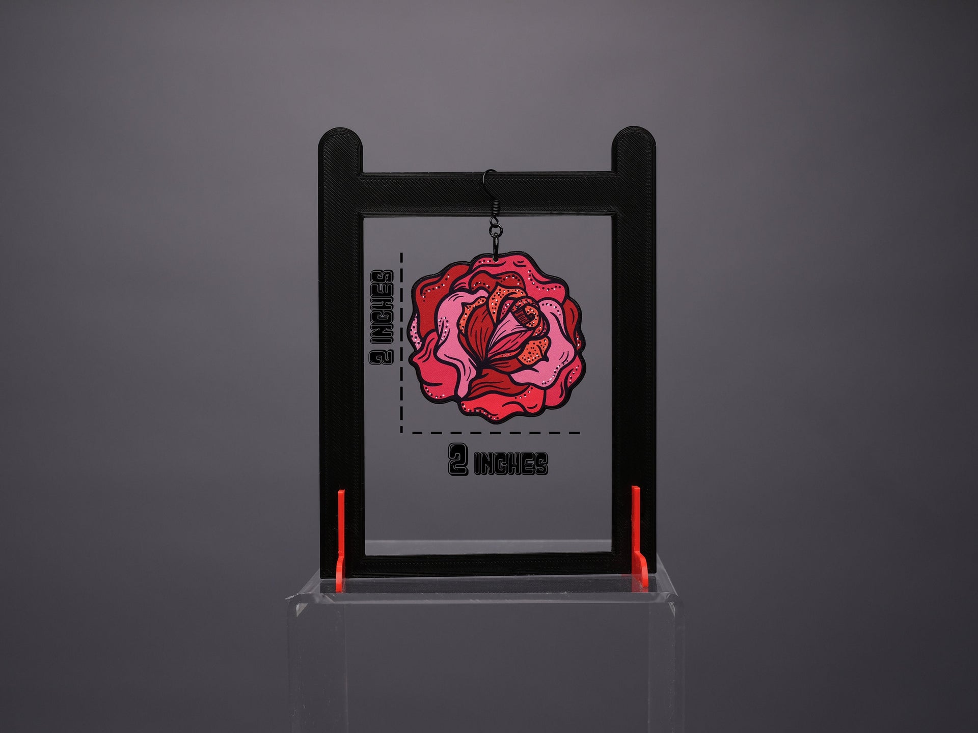 Handmade Original Rose Flower Tattoo Halloween Spooky Fall Lightweight Large Statement Plastic Earrings
