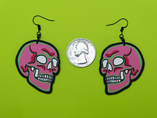 Handmade Original Pretty and Punk Skull Lightweight Plastic Earrings