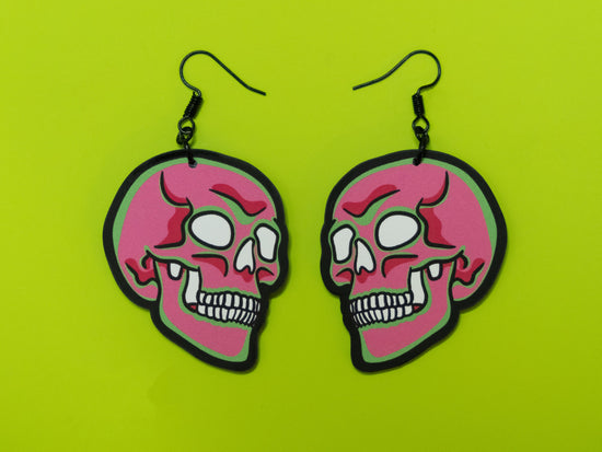 Handmade Original Pretty and Punk Skull Lightweight Plastic Earrings