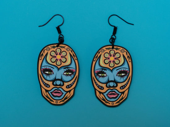 Handmade Original Luchadora Badass Nacho Libre Lightweight Plastic Earrings
