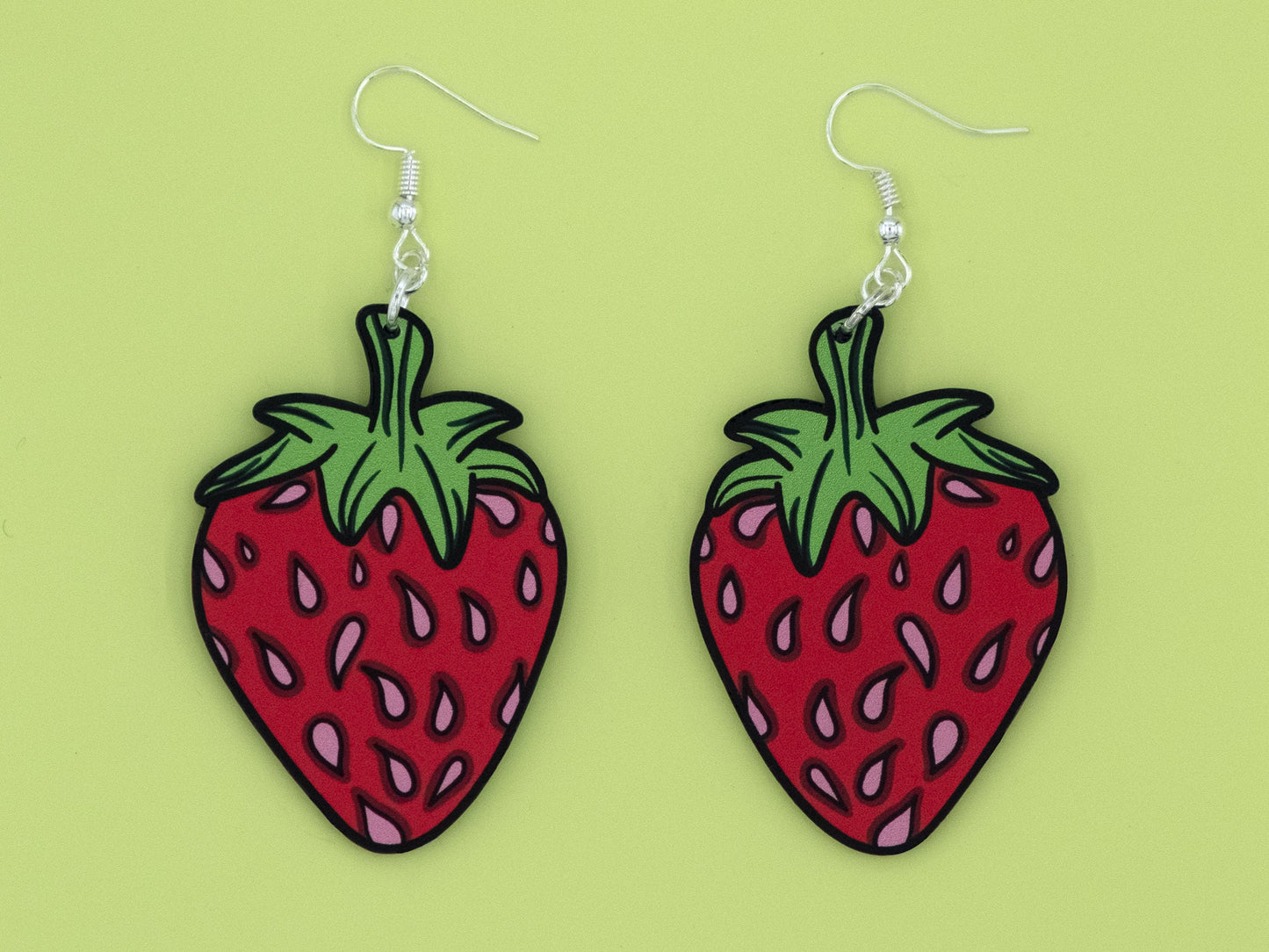Handmade Original Mini Large Juicy Strawberry Lightweight Plastic Earrings