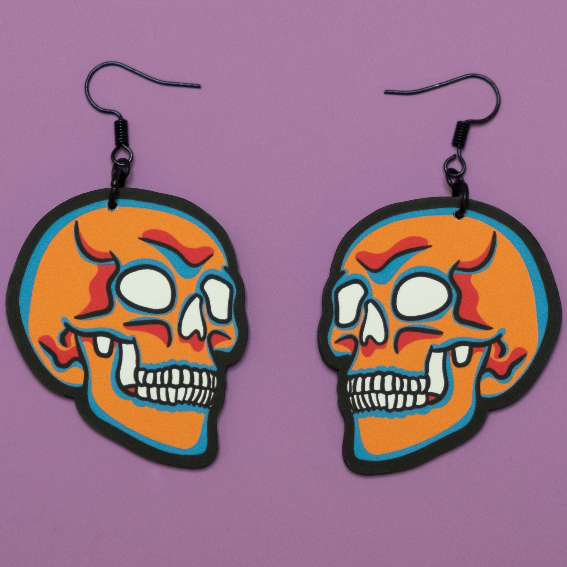 Handmade Original Pretty and Punk Skull Lightweight Plastic Earrings