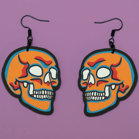 Handmade Original Pretty and Punk Skull Lightweight Plastic Earrings