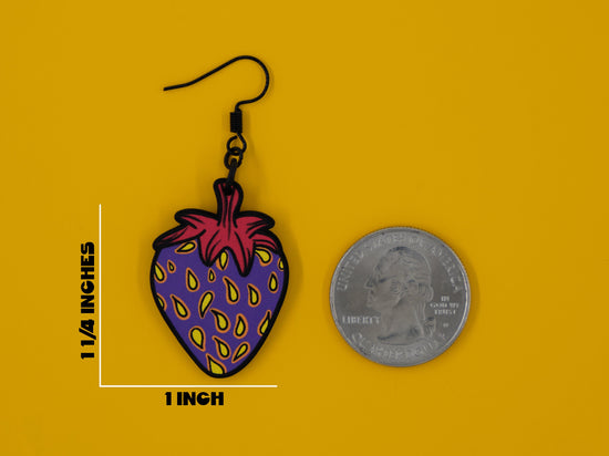 Handmade Original Mini Juicy Purple Strawberry Lightweight Plastic Earrings