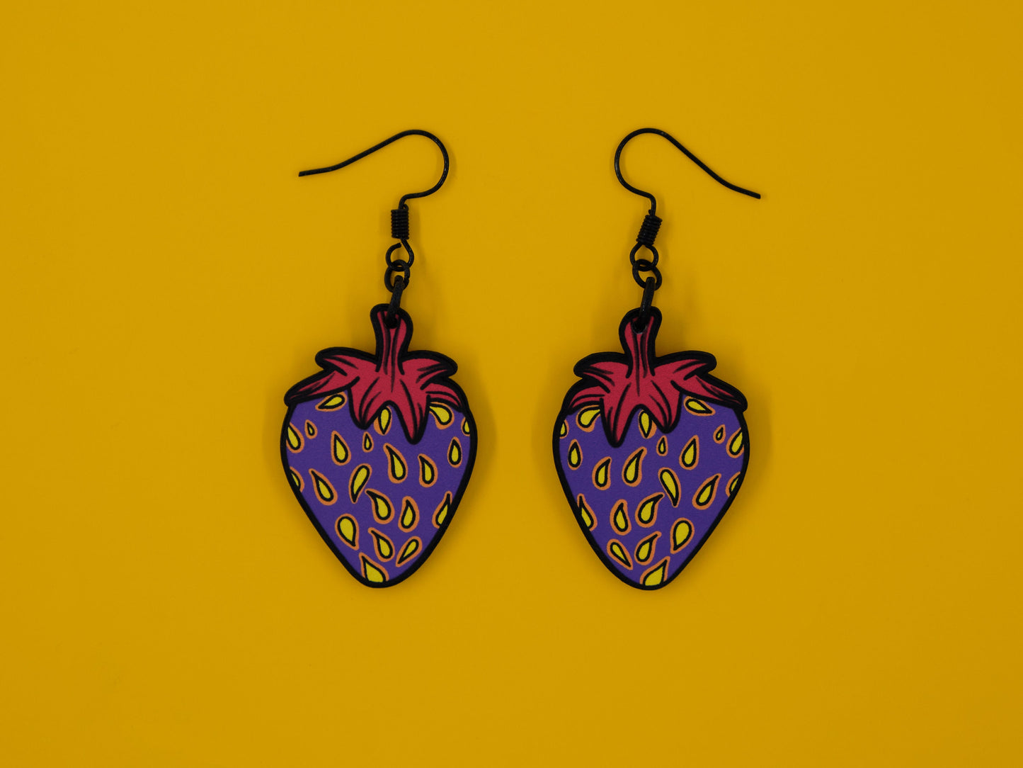 Handmade Original Mini Juicy Purple Strawberry Lightweight Plastic Earrings