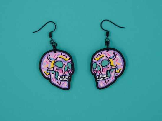Handmade Original Mini Pretty and Punk Skull Lightweight Plastic Earrings