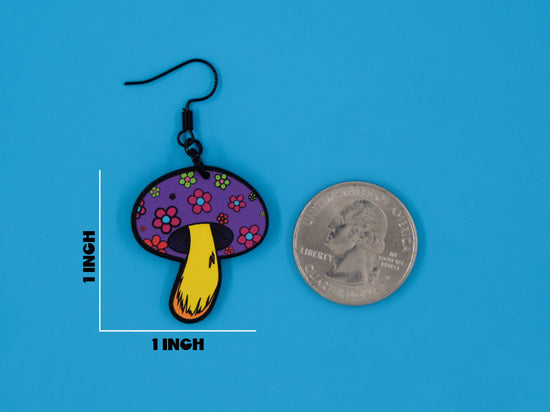 Handmade Original Groovy Retro Mod Mini Flower Child 70's Retro Mushroom Lightweight Plastic Earrings