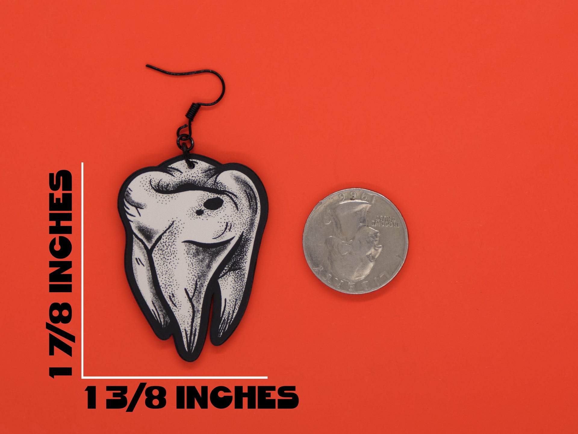 Handmade Original Tattoo Inspired Teeth Molars Lightweight Plastic Earrings