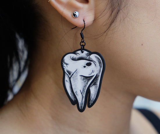 Handmade Original Tattoo Inspired Teeth Molars Lightweight Plastic Earrings