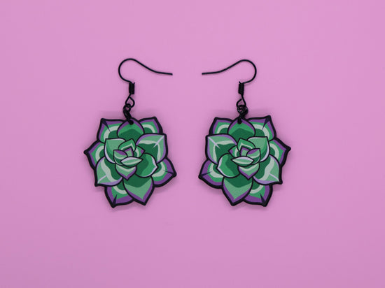 Handmade Original Succulent Plant Spring Summer Lightweight Plastic Earrings