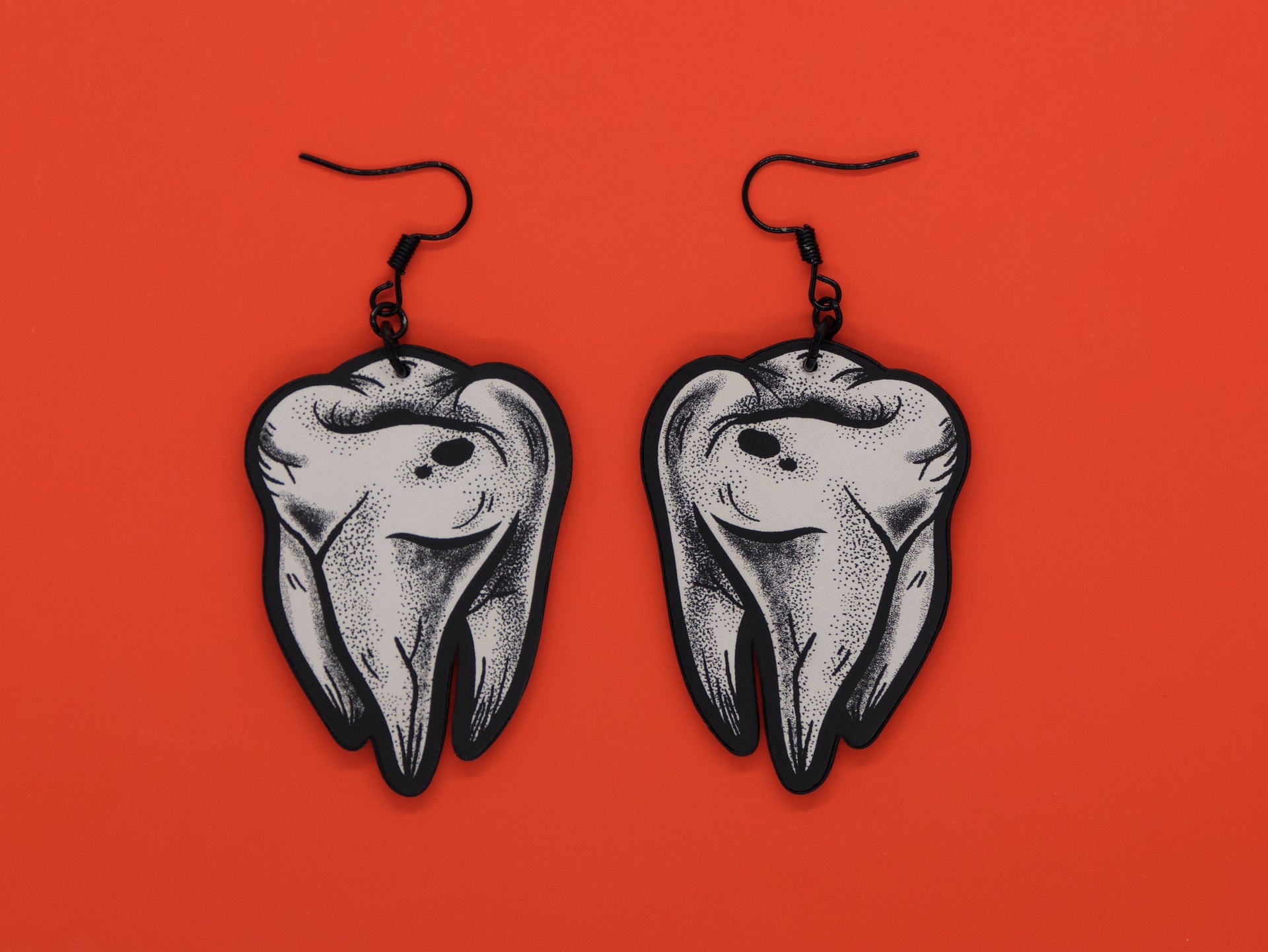 Handmade Original Tattoo Inspired Teeth Molars Lightweight Plastic Earrings