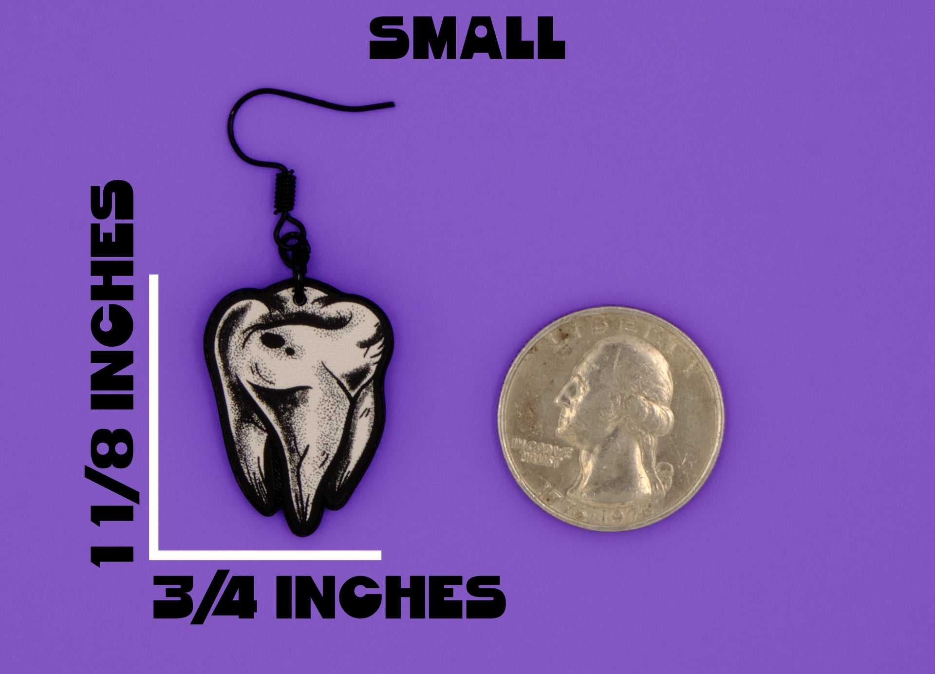Handmade Original Tattoo Inspired Teeth Molars Lightweight Plastic Earrings