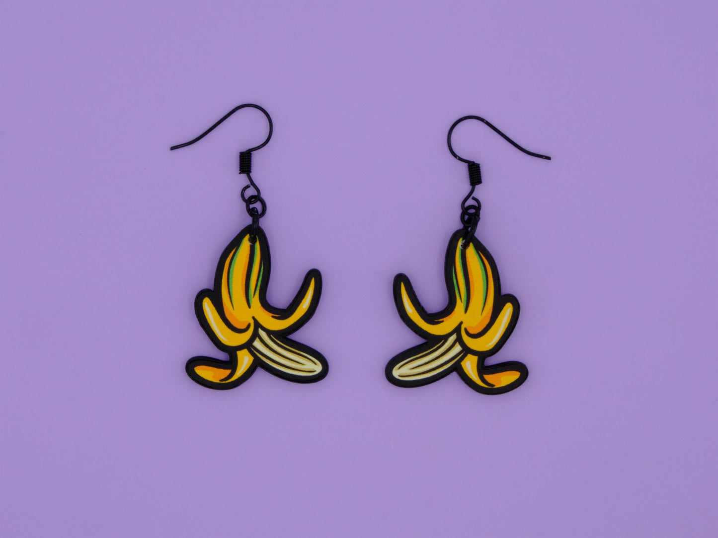 Handmade Original Banana Weird Statement Earrings Spring Summer Lightweight Plastic Earrings
