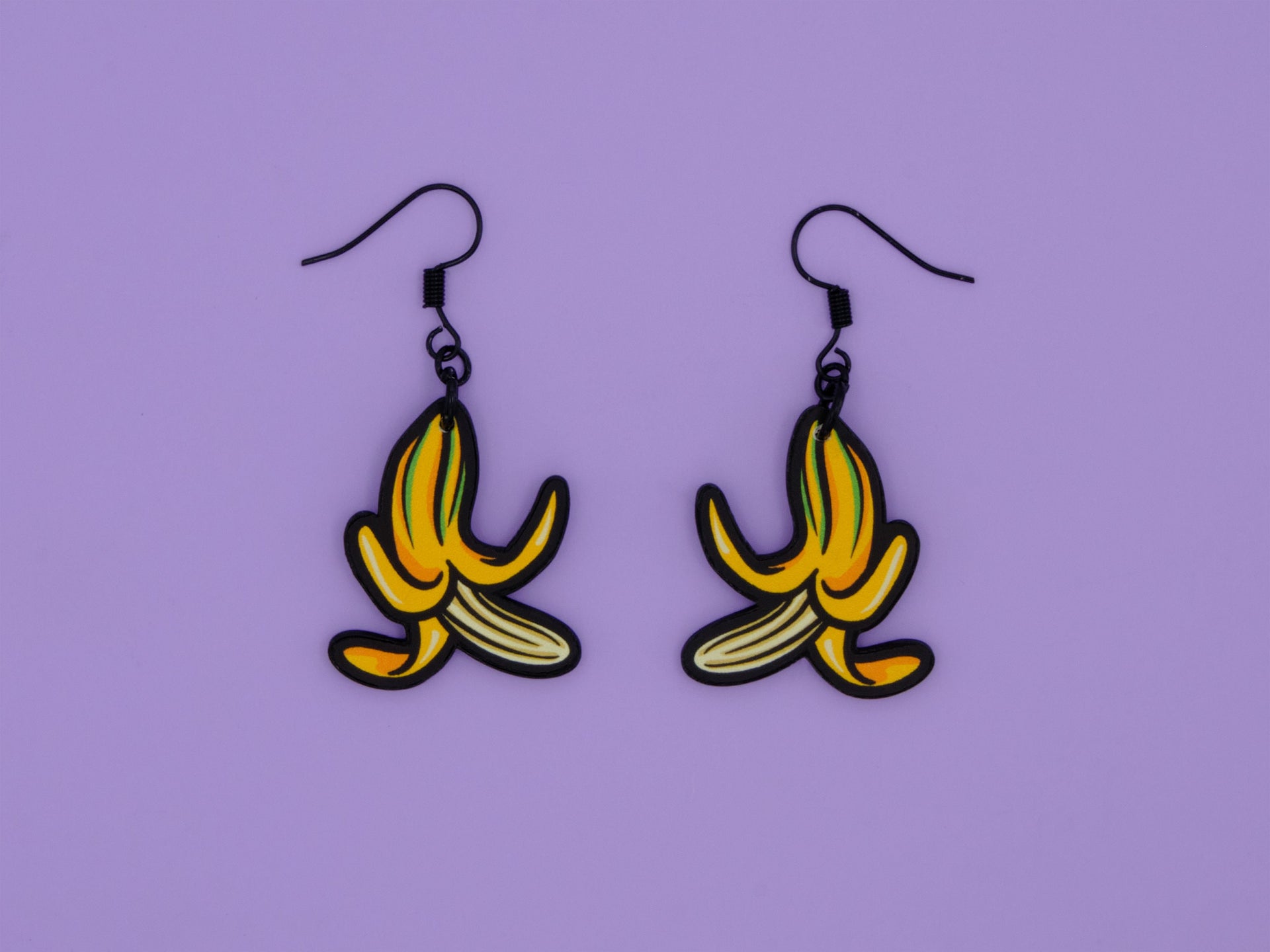 Handmade Original Banana Weird Statement Earrings Spring Summer Lightweight Plastic Earrings