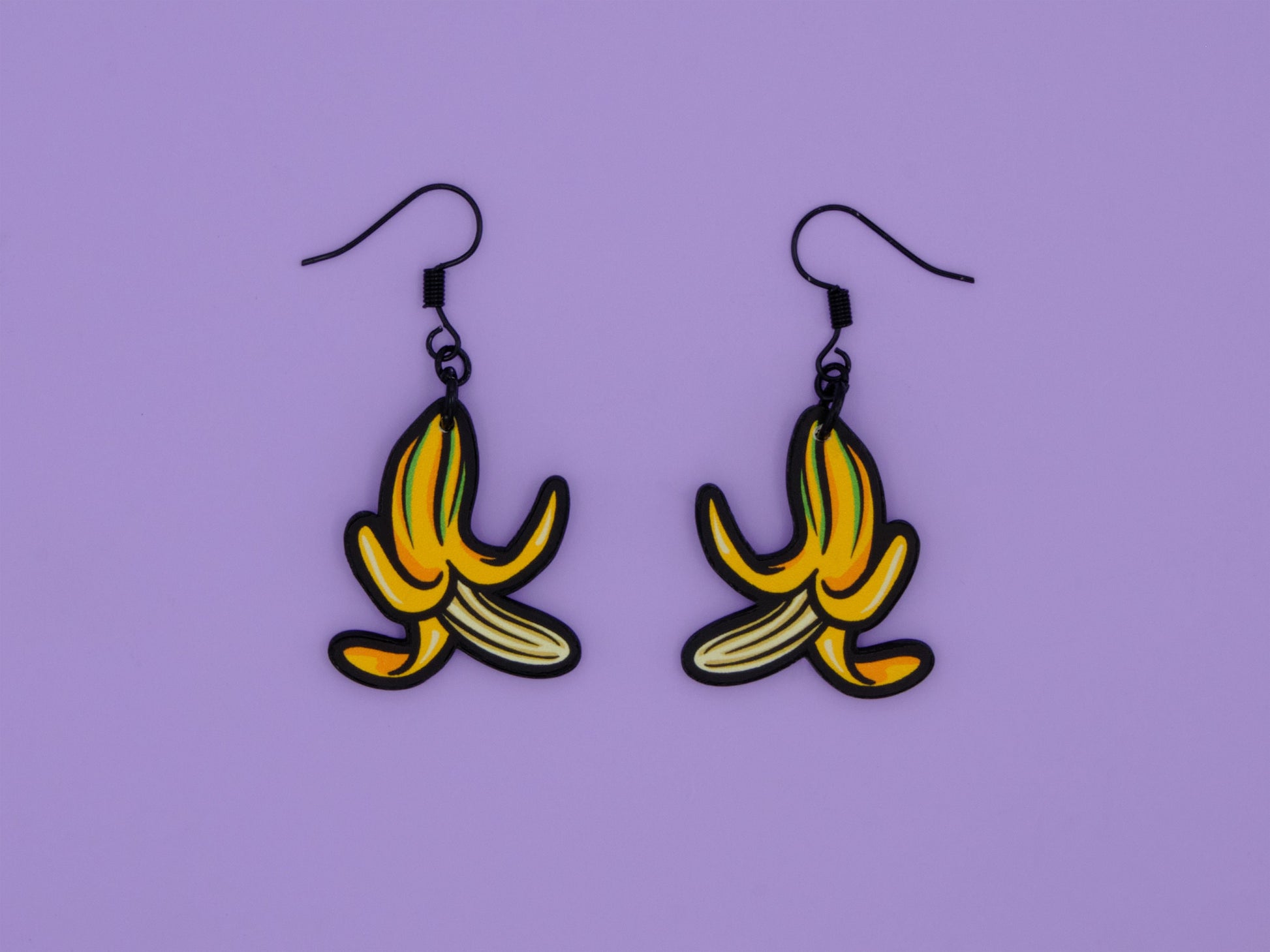 Handmade Original Banana Weird Statement Earrings Spring Summer Lightweight Plastic Earrings