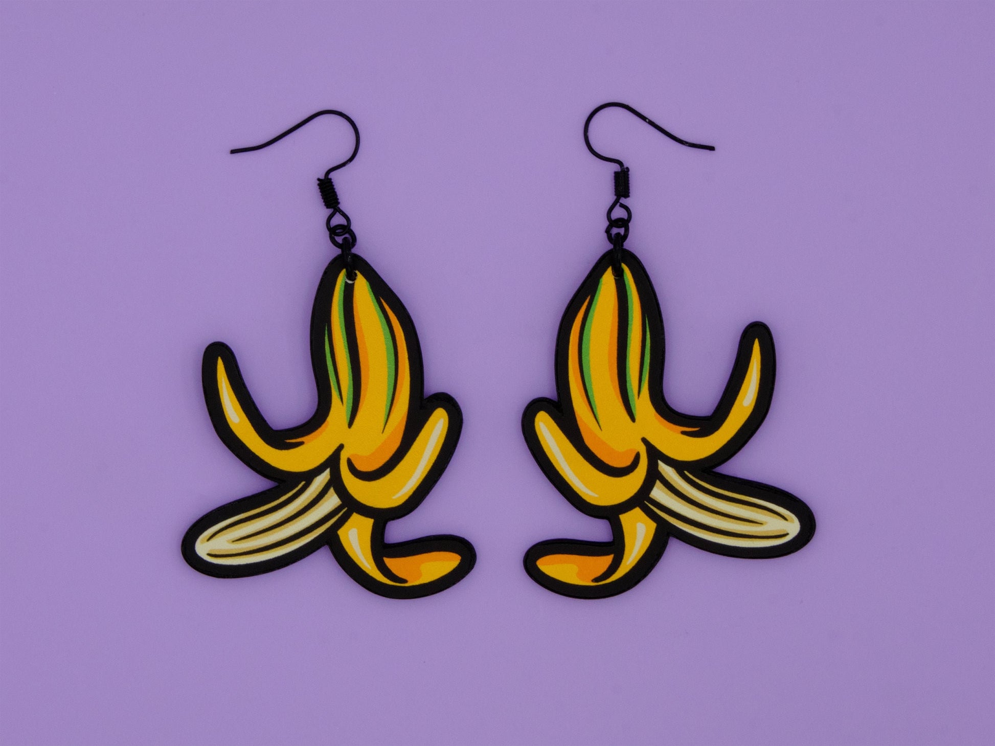 Handmade Original Banana Weird Statement Earrings Spring Summer Lightweight Plastic Earrings