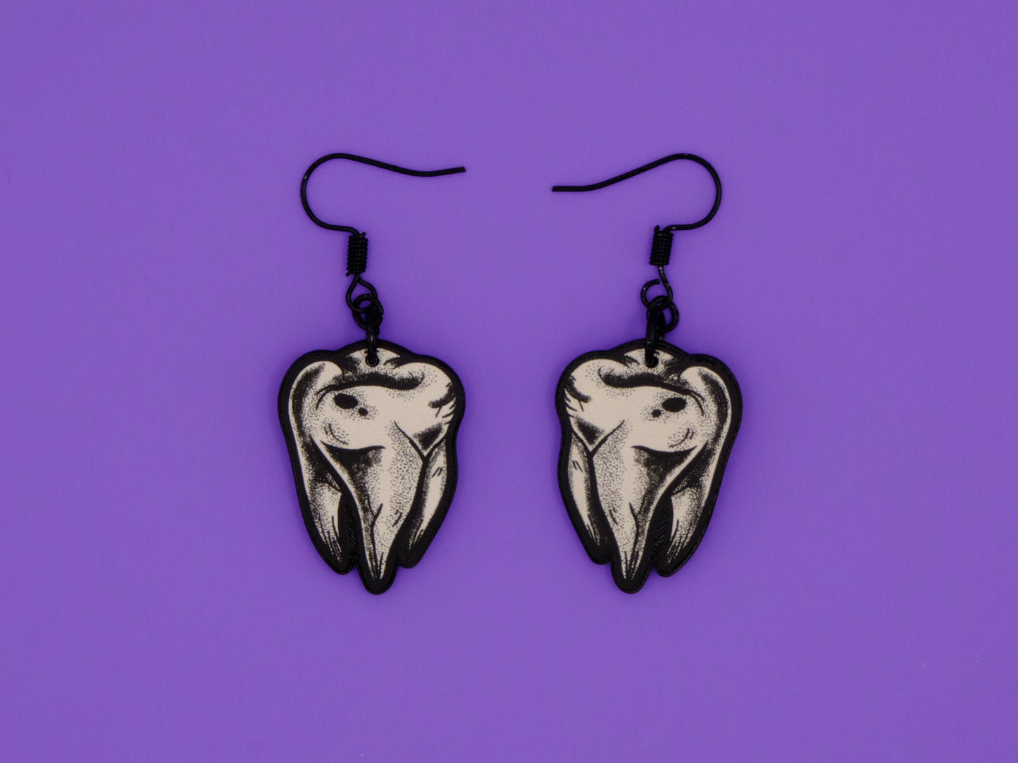 Handmade Original Tattoo Inspired Teeth Molars Lightweight Plastic Earrings
