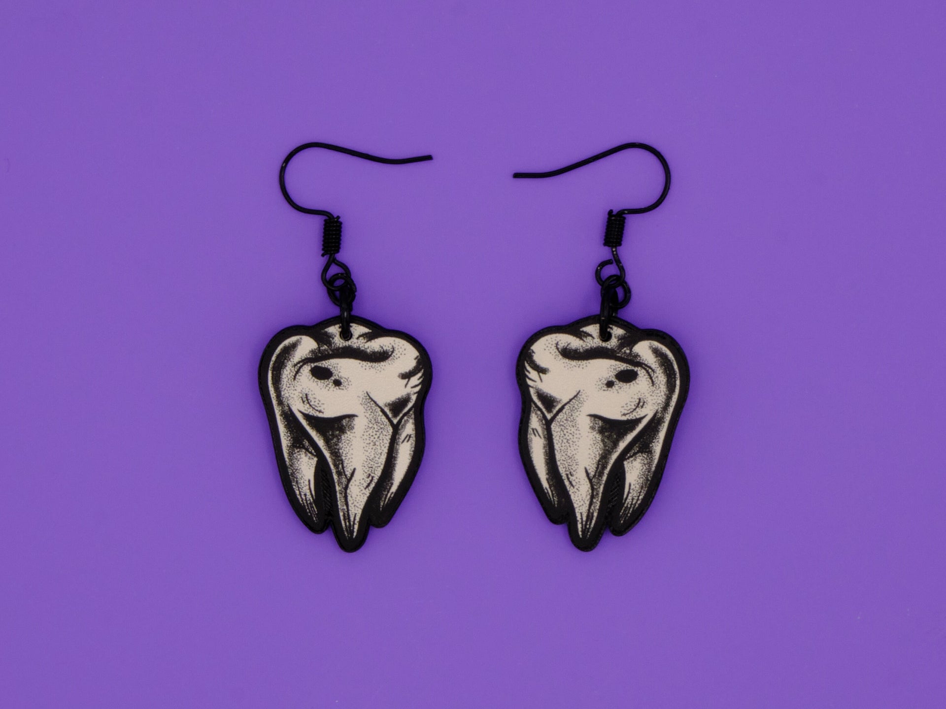 Handmade Original Tattoo Inspired Teeth Molars Lightweight Plastic Earrings
