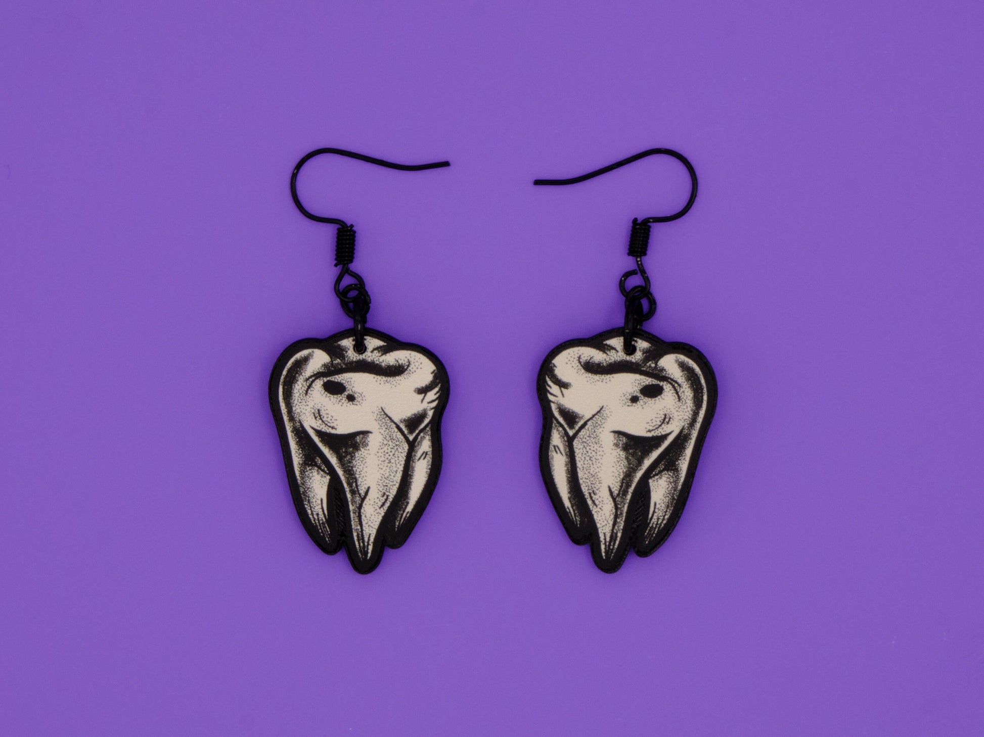 Handmade Original Tattoo Inspired Teeth Molars Lightweight Plastic Earrings