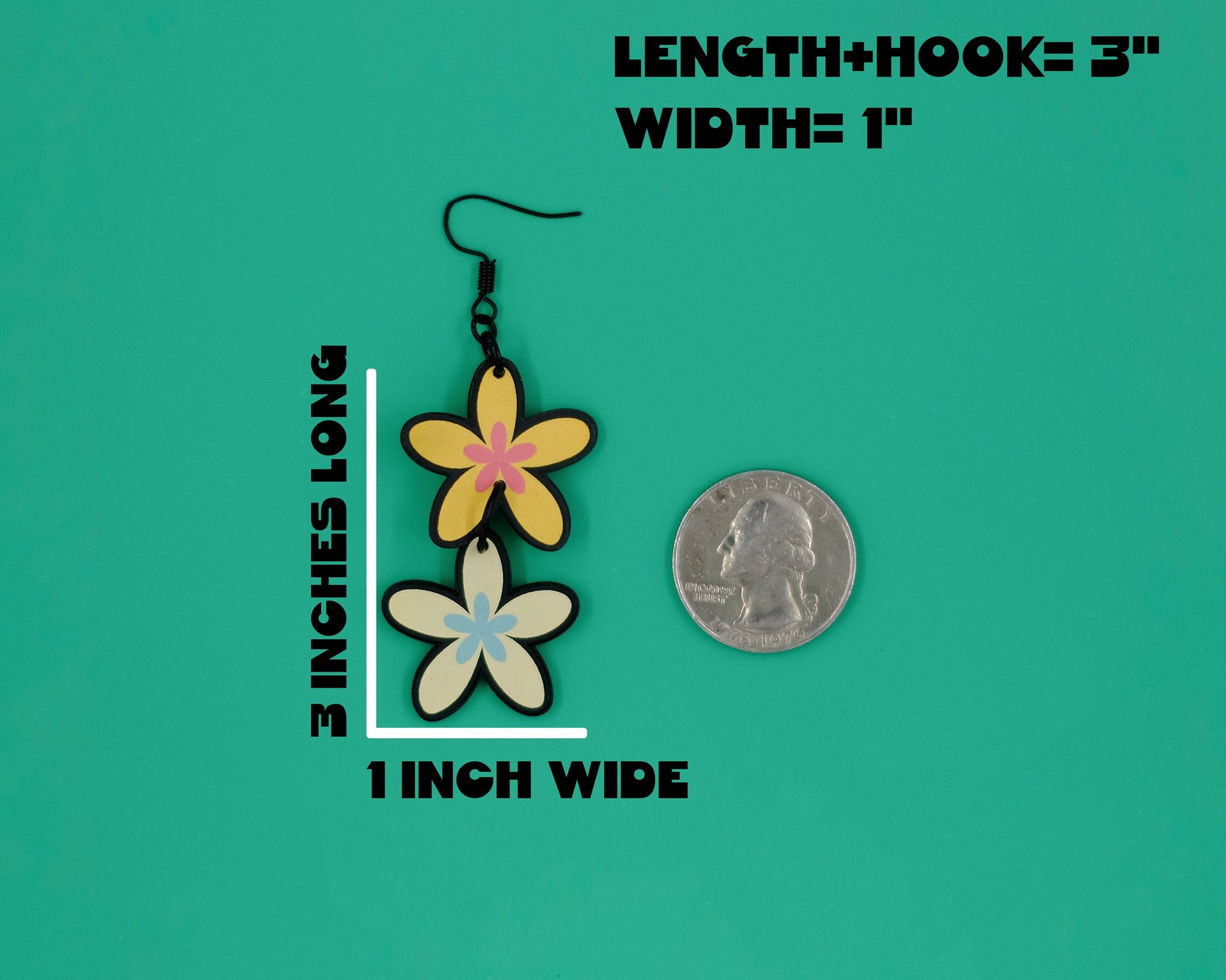 Handmade Original Groovy Retro Mod Flower Mismatched Funky Spring Summer Statement Lightweight Plastic Earrings