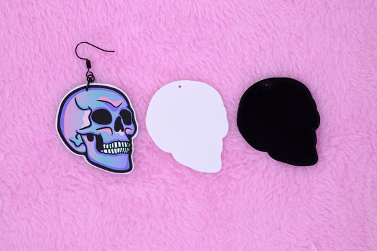 Handmade Original Pastel Punk Goth Pretty and Punk Skull Weird Statement Halloween Lightweight Plastic Earrings