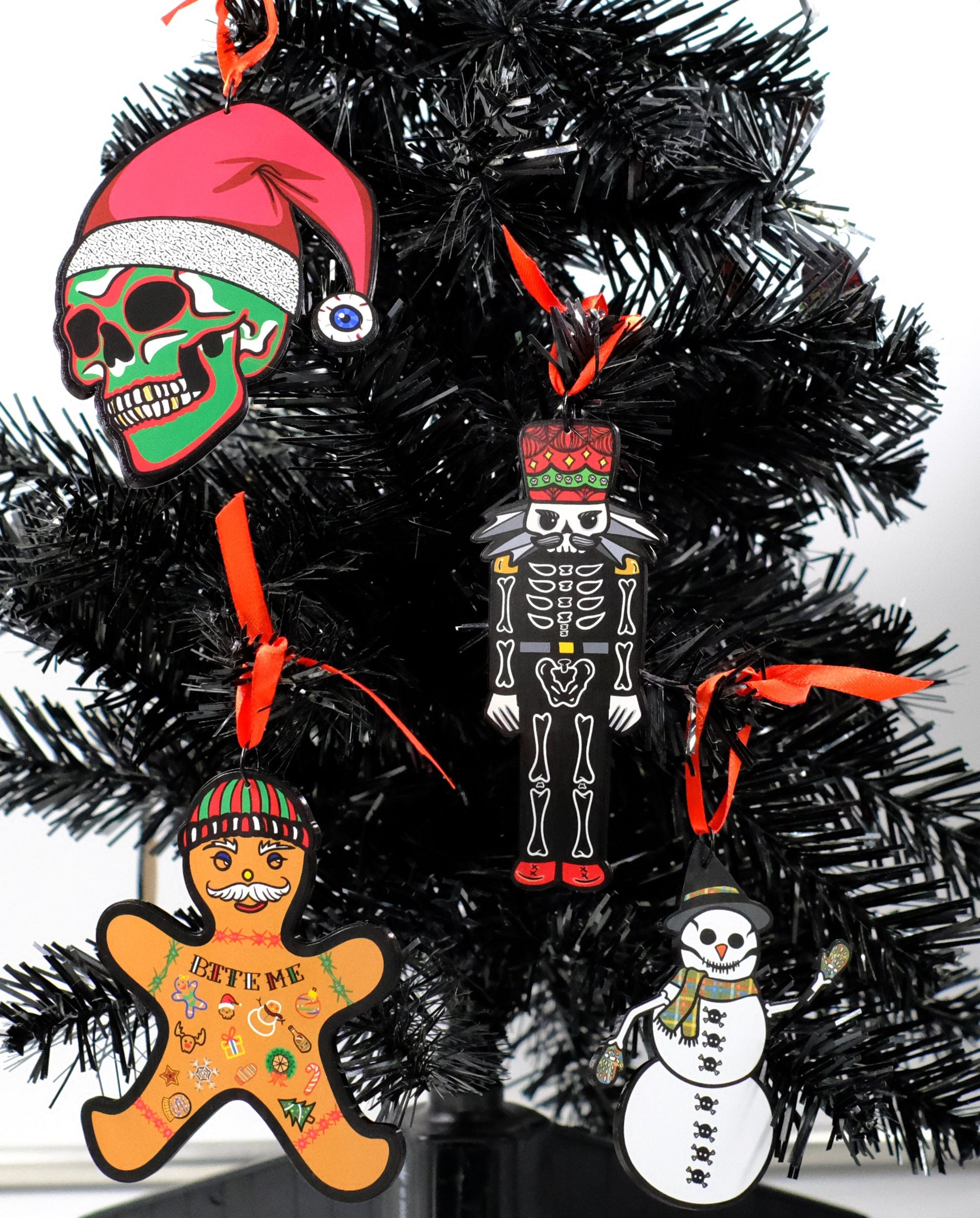 Handmade Original Spooky Snowman Holiday Festive Christmas Double-sided Lightweight Plastic Spooky Ornament