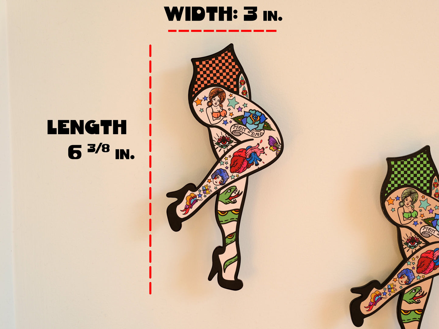 Handmade Wall Art Decor Original Tattoo Pin-up Legs Weird Statement Lightweight Plastic Wall Hanging