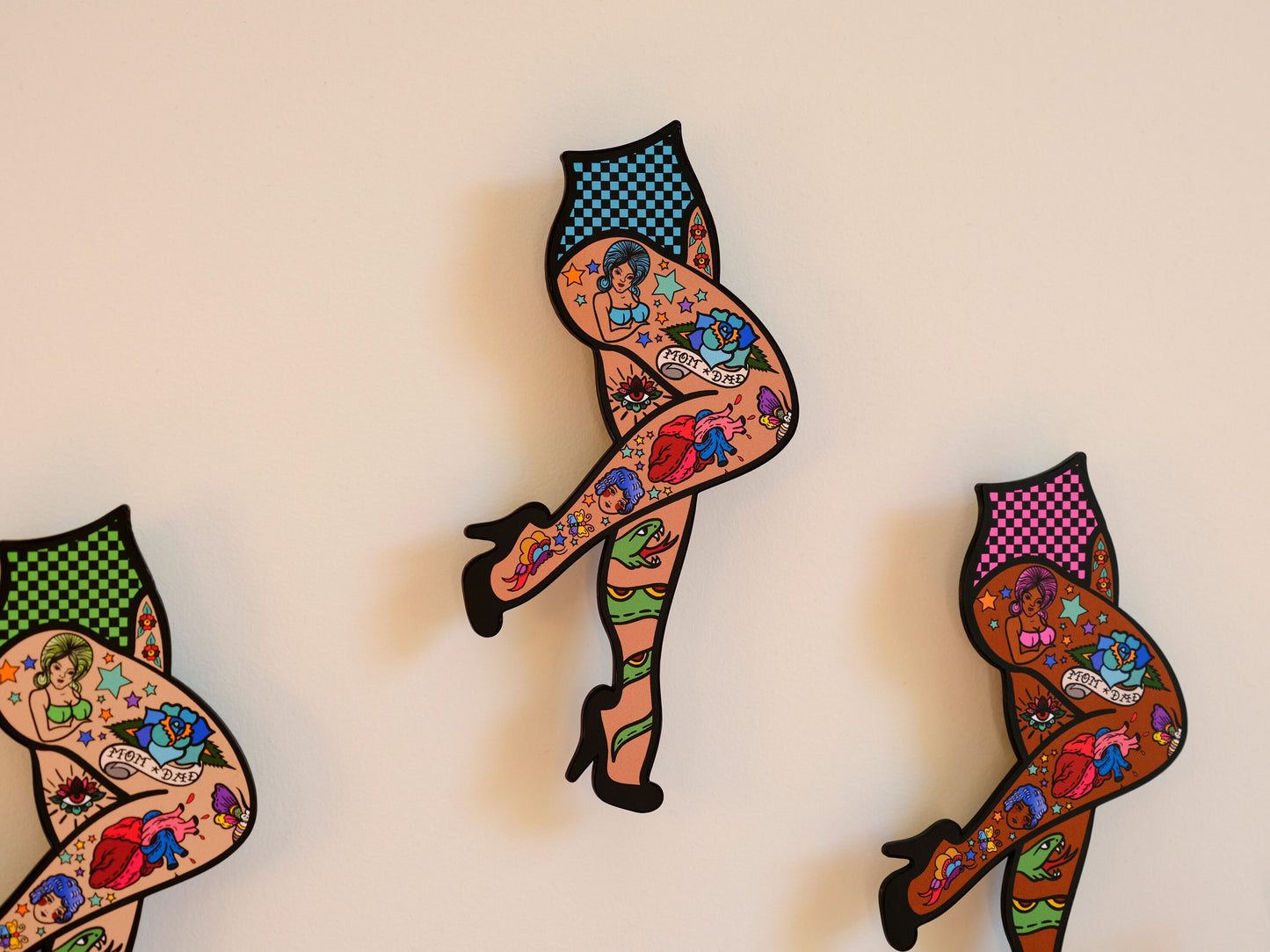 Handmade Wall Art Decor Original Tattoo Pin-up Legs Weird Statement Lightweight Plastic Wall Hanging