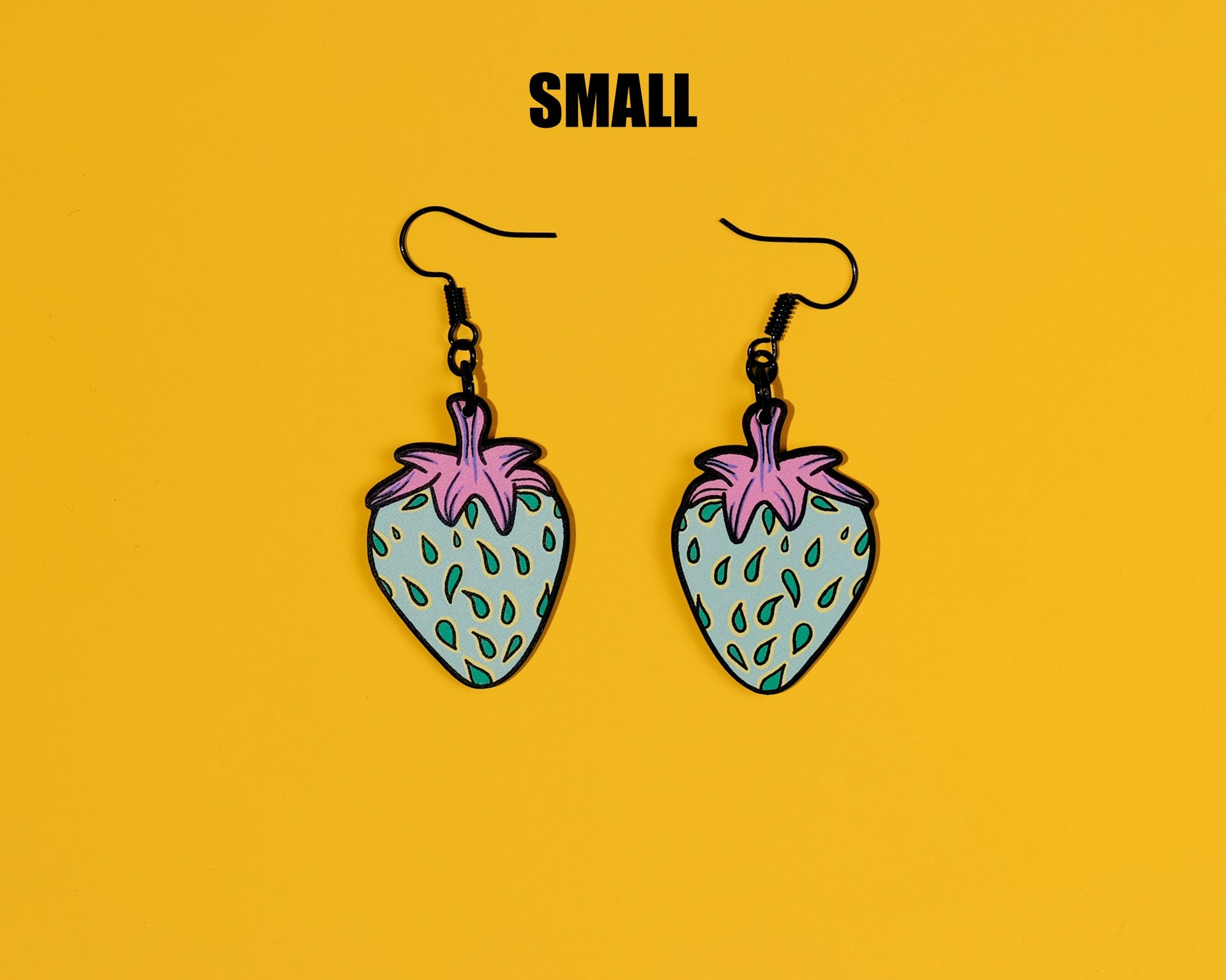 Handmade Original Funky Weird Strawberry Mini Large Lightweight Plastic Earrings Spring Summer