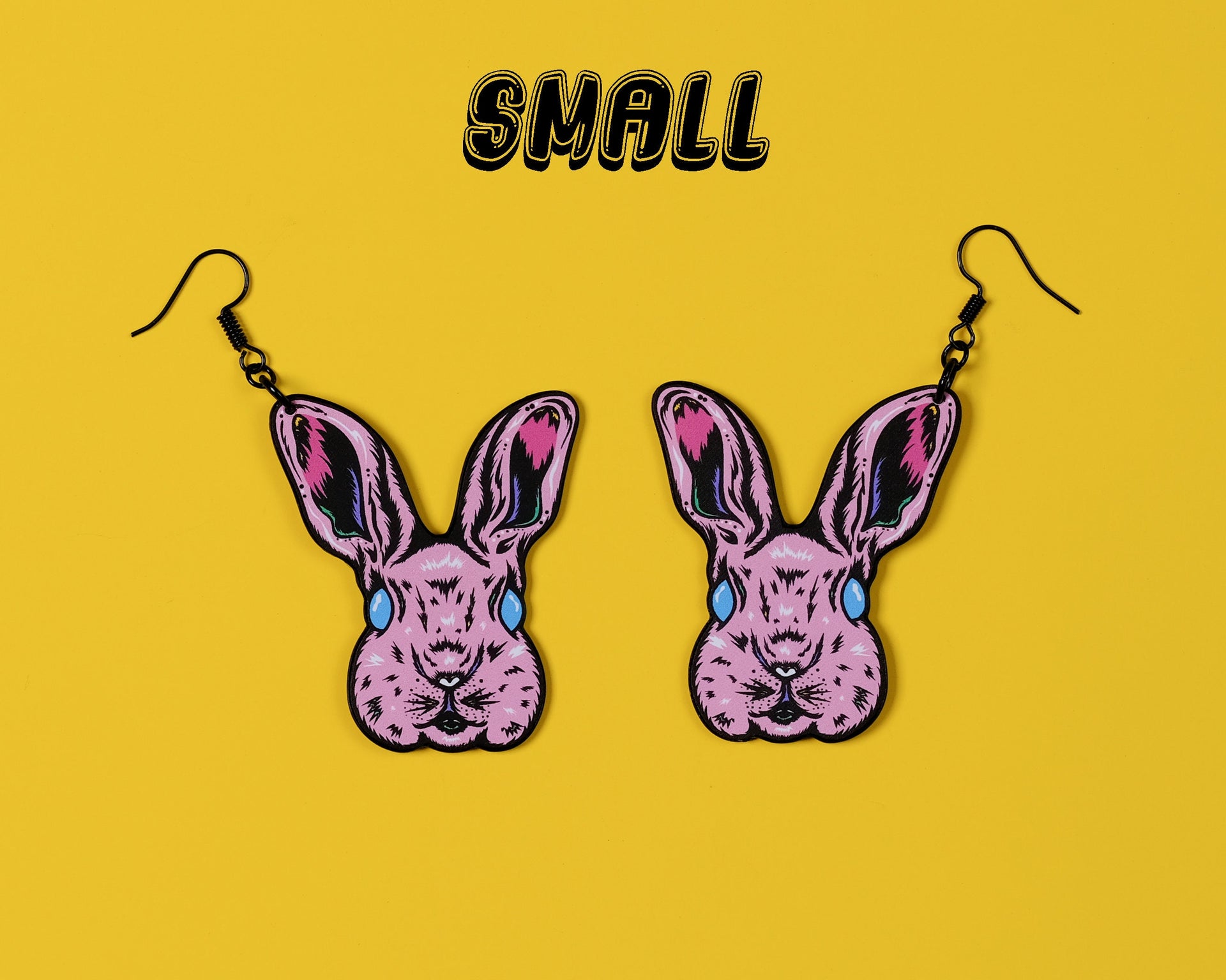 Handmade Original Pastel Punk Peeps Goth Bunny Rabbit Weird Easter Spring Animal Lightweight Plastic Earrings