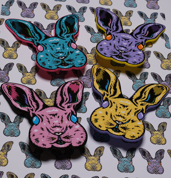 Handmade Original Pastel Punk Peeps Goth Bunny Rabbit Weird Easter Spring Animal Lightweight Plastic Wall Hanging