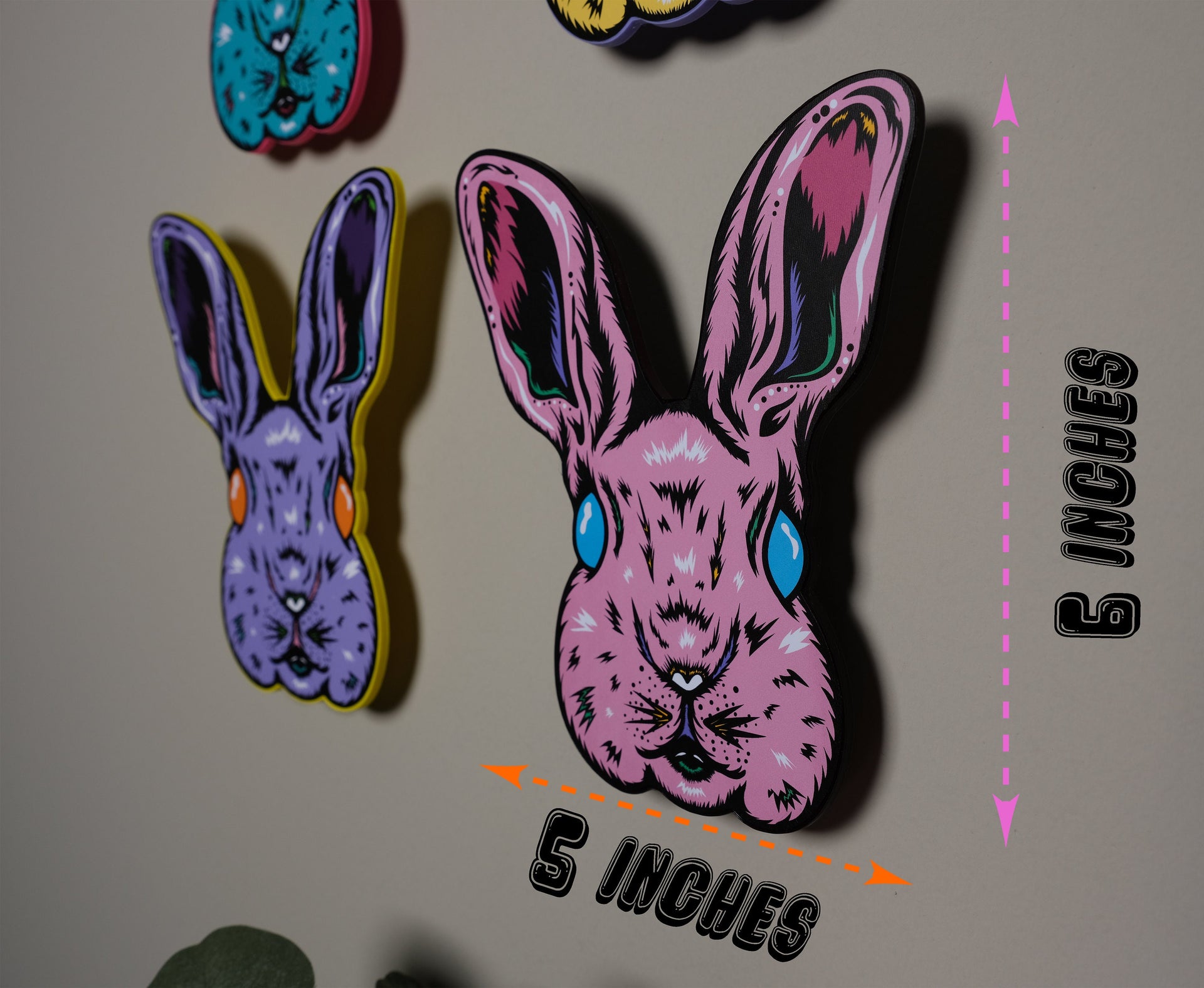 Handmade Original Pastel Punk Peeps Goth Bunny Rabbit Weird Easter Spring Animal Lightweight Plastic Wall Hanging