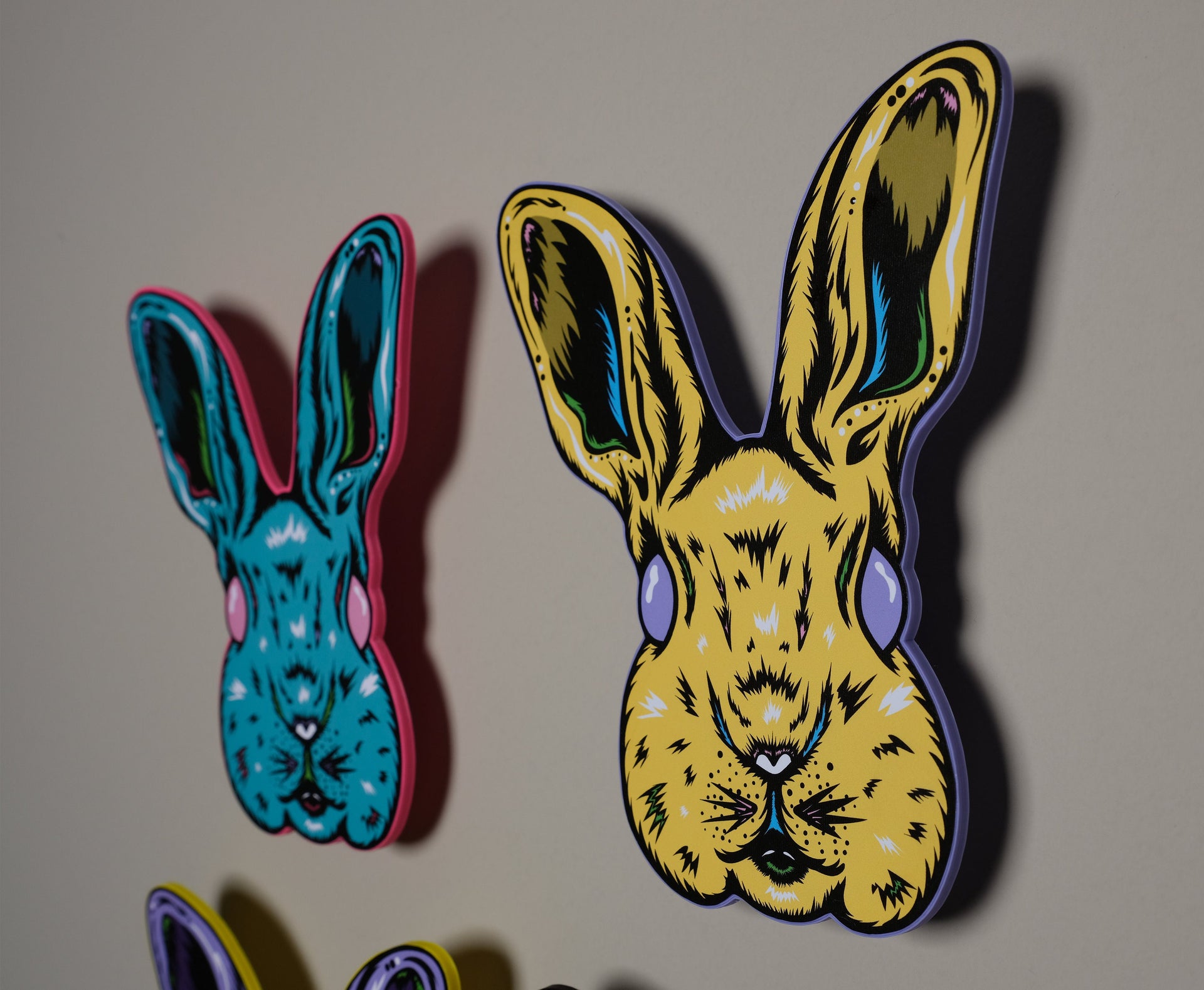 Handmade Original Pastel Punk Peeps Goth Bunny Rabbit Weird Easter Spring Animal Lightweight Plastic Wall Hanging