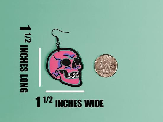 Handmade Original Mini Pastel Goth Pretty and Punk Skull Lightweight Weird Plastic Earrings