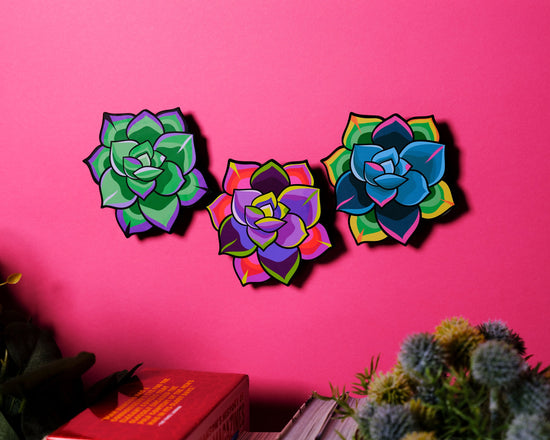 Handmade Wall Art Decor Original Succulent Flower Statement Lightweight Plastic Wall Hanging