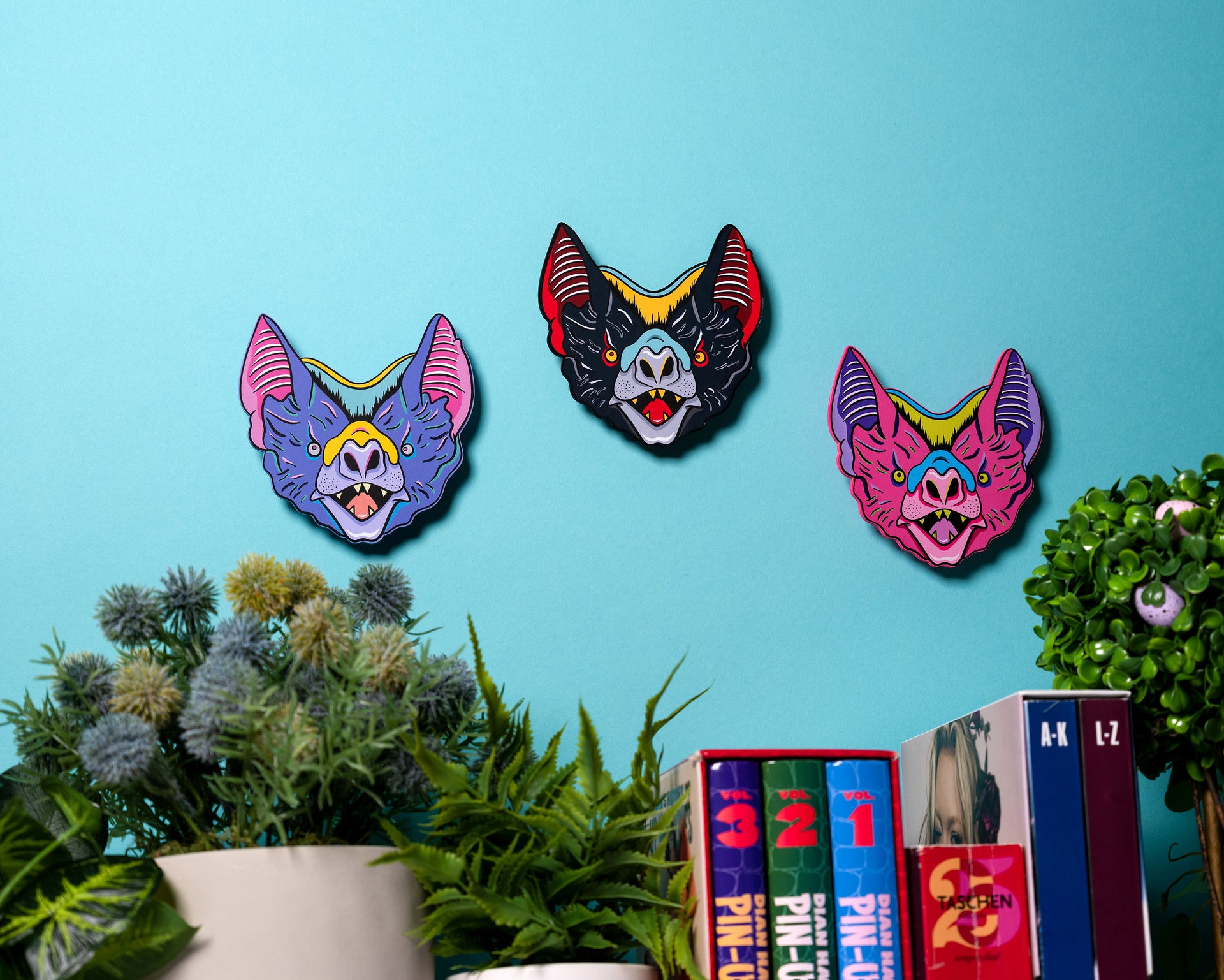 Handmade Original Weird Wall Art Decor Tattoo Bat Punk Statement Lightweight Plastic Wall Hanging Command Strip