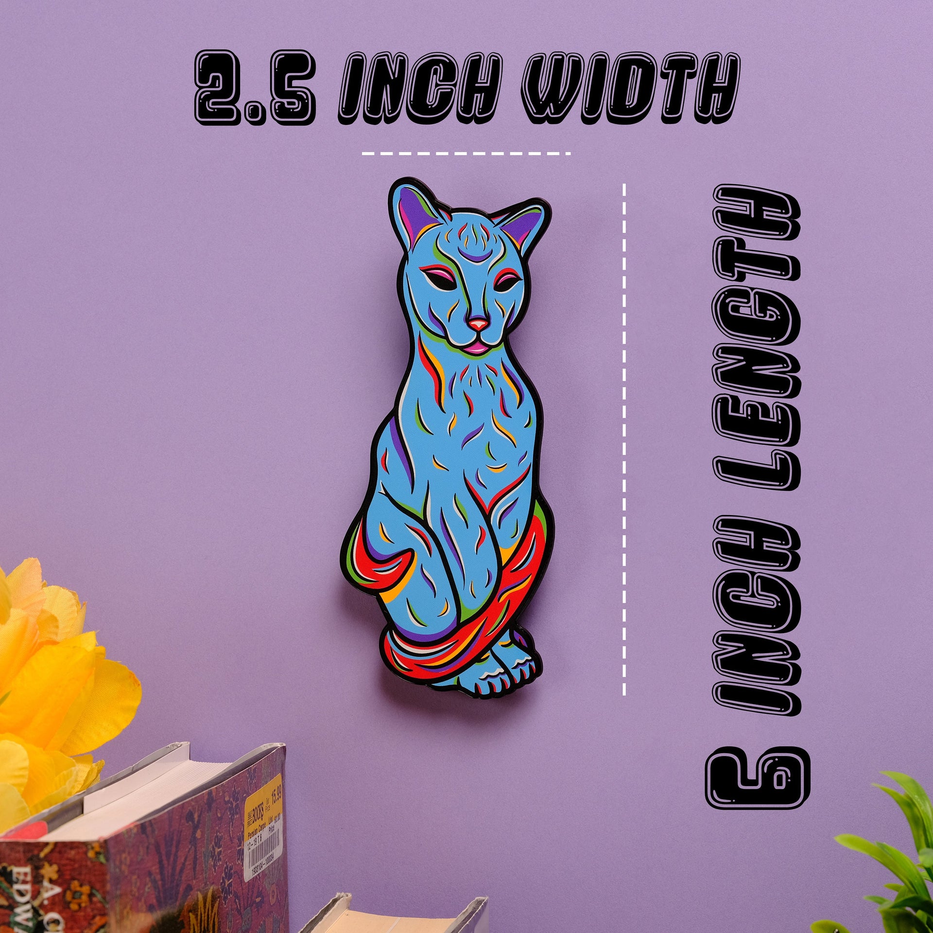 Sphinx Cat Handmade Wall Art Decor Original Weird Statement Lightweight Plastic Wall Hanging Command Strip Made In USA