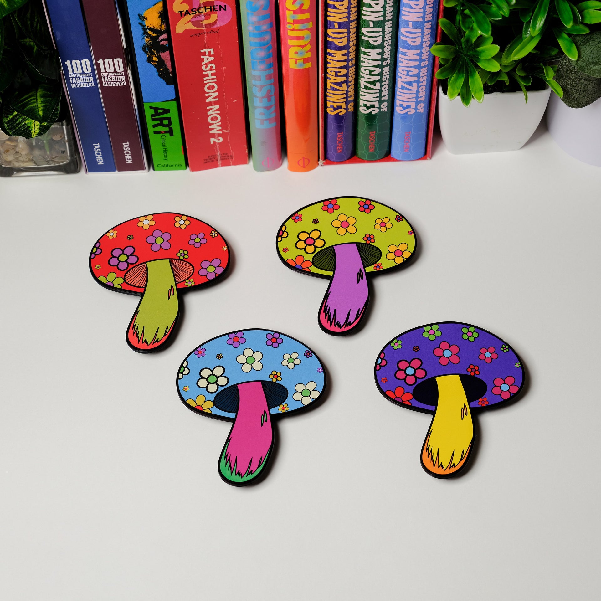 Retro Mushroom Handmade Wall Art Decor Original Weird Statement Lightweight Plastic Wall Hanging Command Strip Made In USA