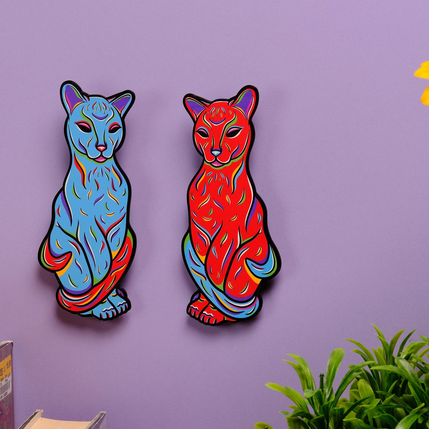 Sphinx Cat Handmade Wall Art Decor Original Weird Statement Lightweight Plastic Wall Hanging Command Strip Made In USA