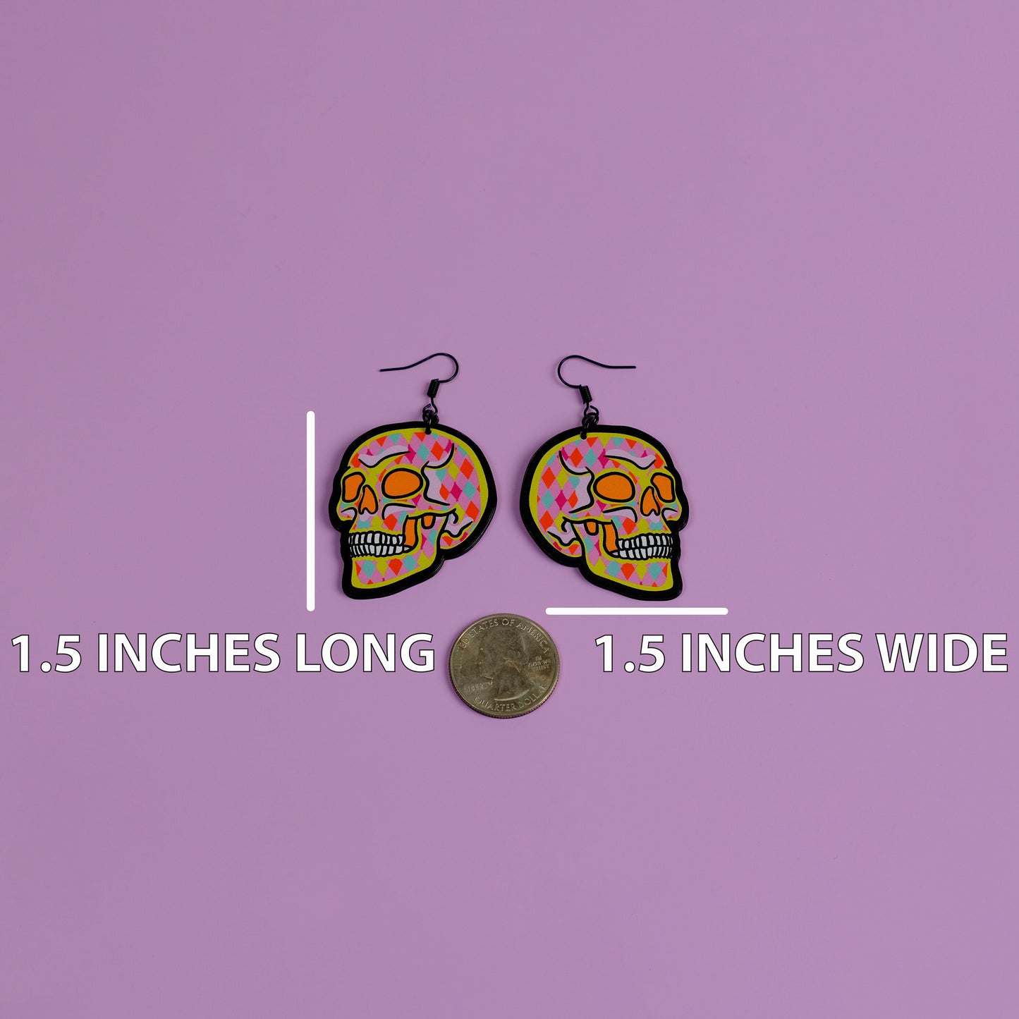 Handmade Original Pink Goth Arglye 90s Y2K Pretty and Punk Skull Lightweight Weird Plastic Earrings