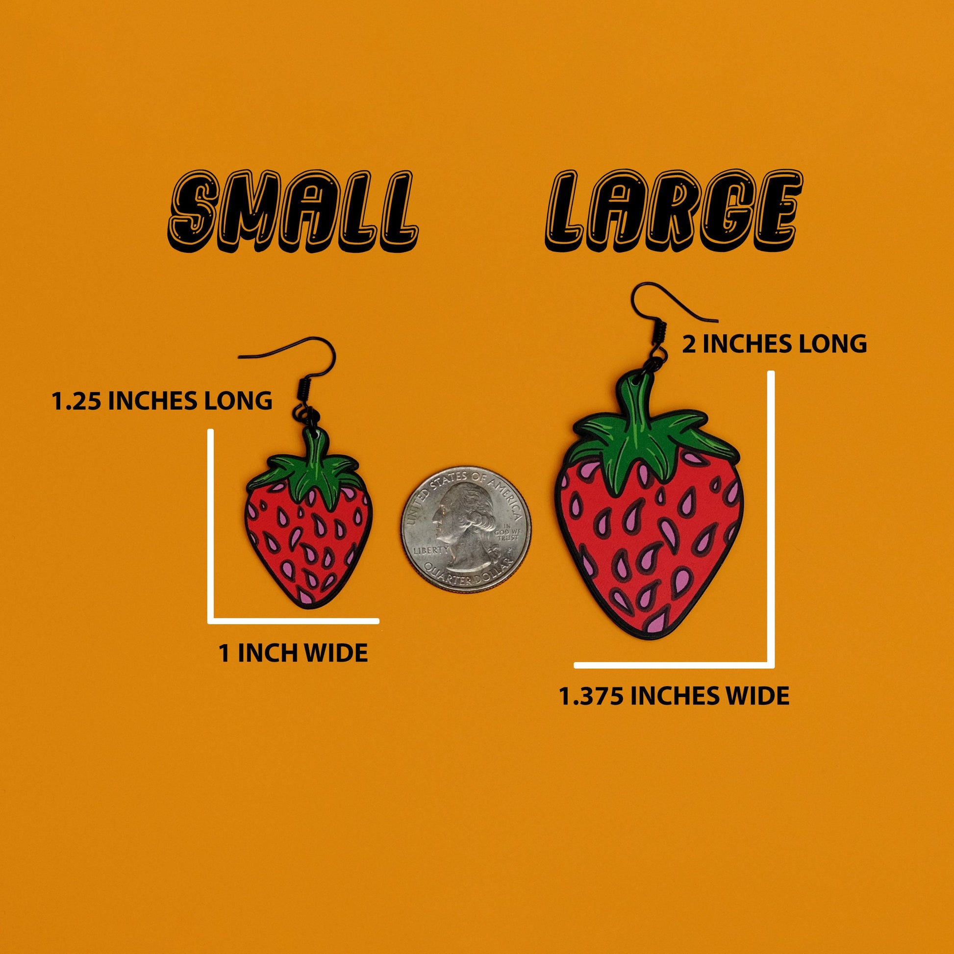 Handmade Original Funky Weird Strawberry Mini Large Lightweight Plastic Earrings Spring Summer